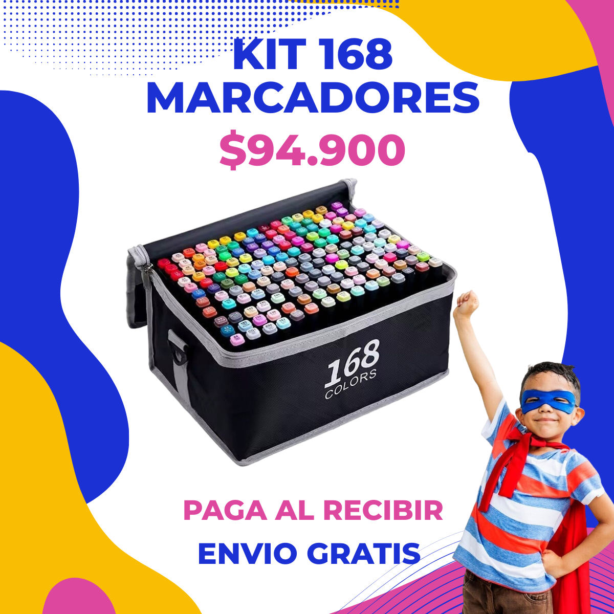 MARCADORES 168 PCS DOBLE PUNTA