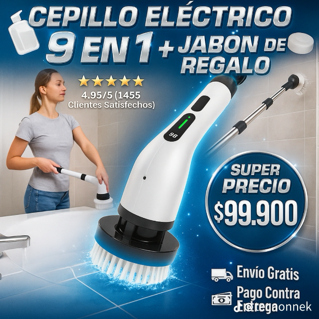 CleanPro™ | Cepillo Eléctrico Inteligente 9 en 1 ✨