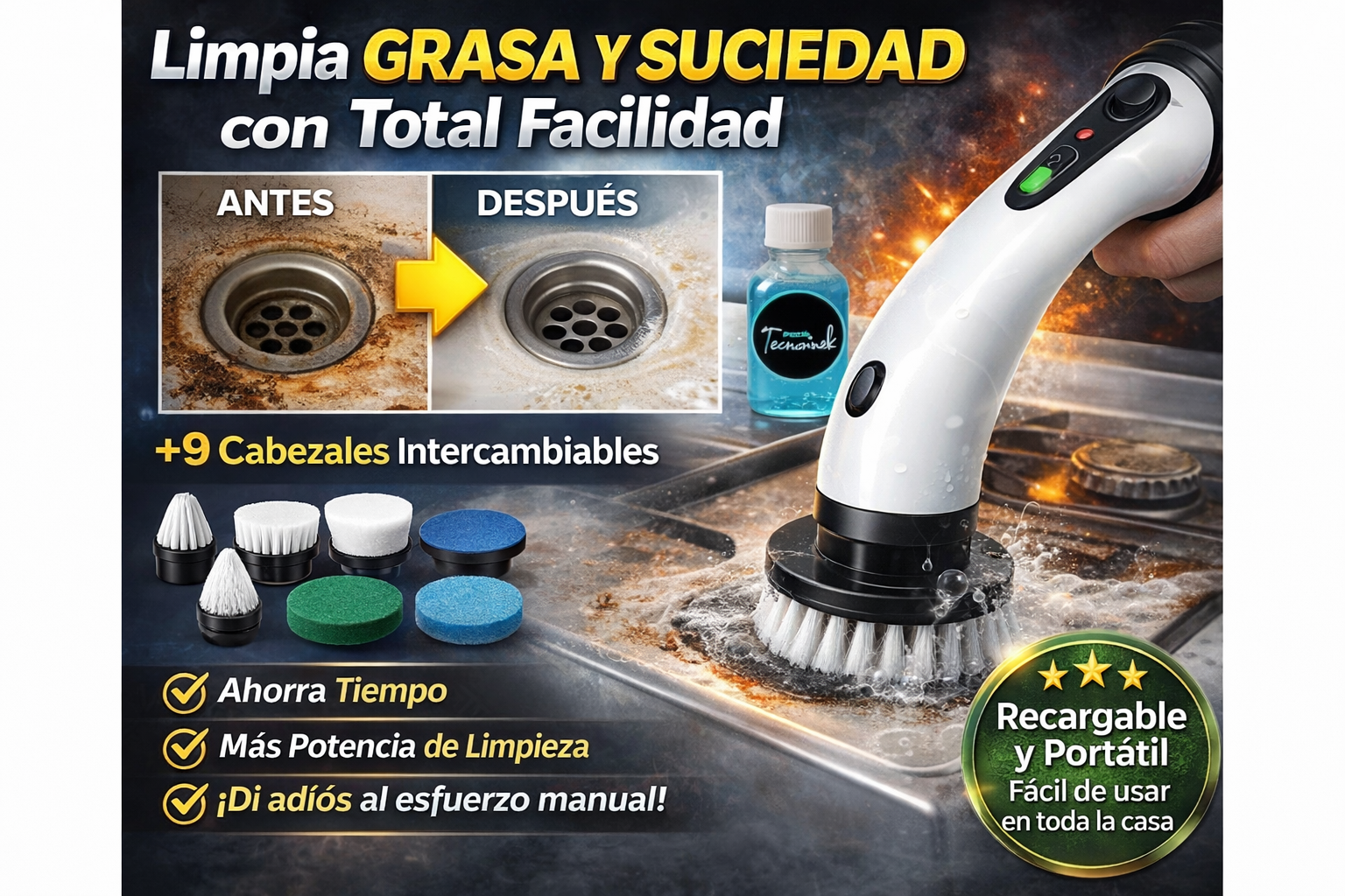 CleanPro™ | Cepillo Eléctrico Inteligente 9 en 1 ✨