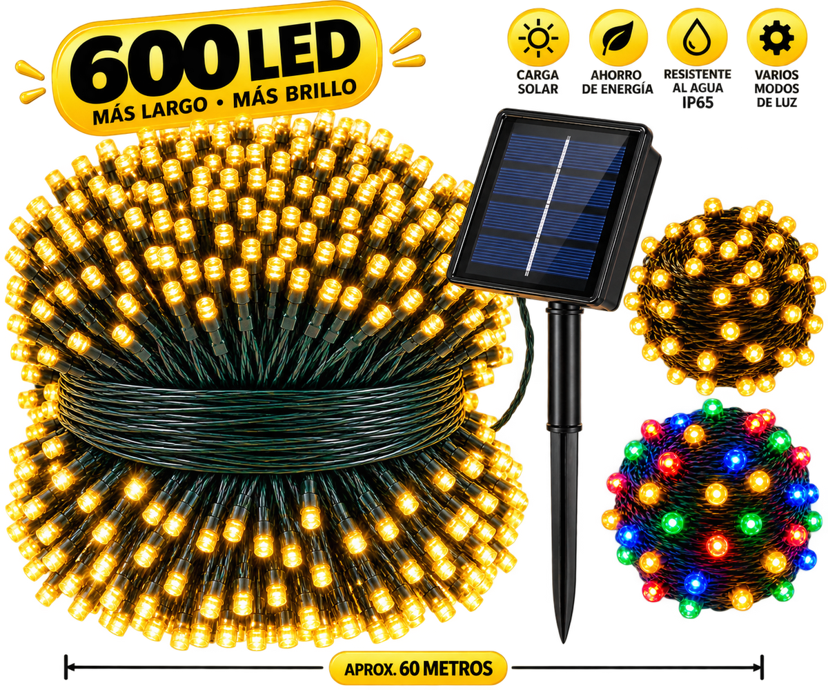 Luces navideñas solares 600 LED – Para toda la fachada · Bogotá Express