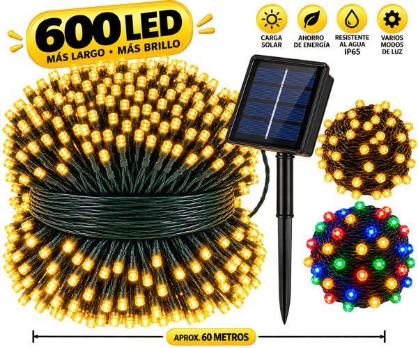 Luces navideñas solares 600 LED – Para toda la fachada · Bogotá Express