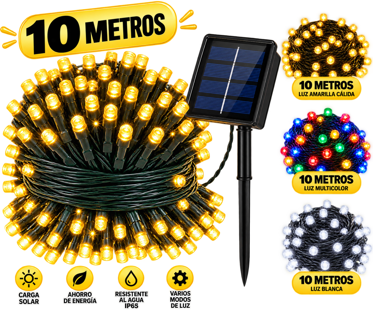 Luces navideñas solares 10 metros – Sin gastar luz · Bogotá Express