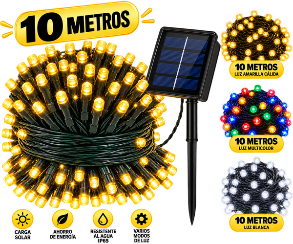 Luces navideñas solares 10 metros – Sin gastar luz · Bogotá Express