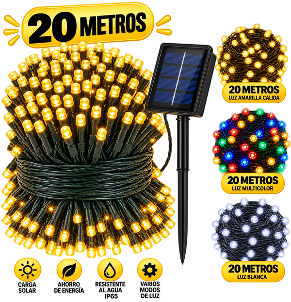 Luces navideñas solares 20 metros – Sin gastar luz · Bogotá Express