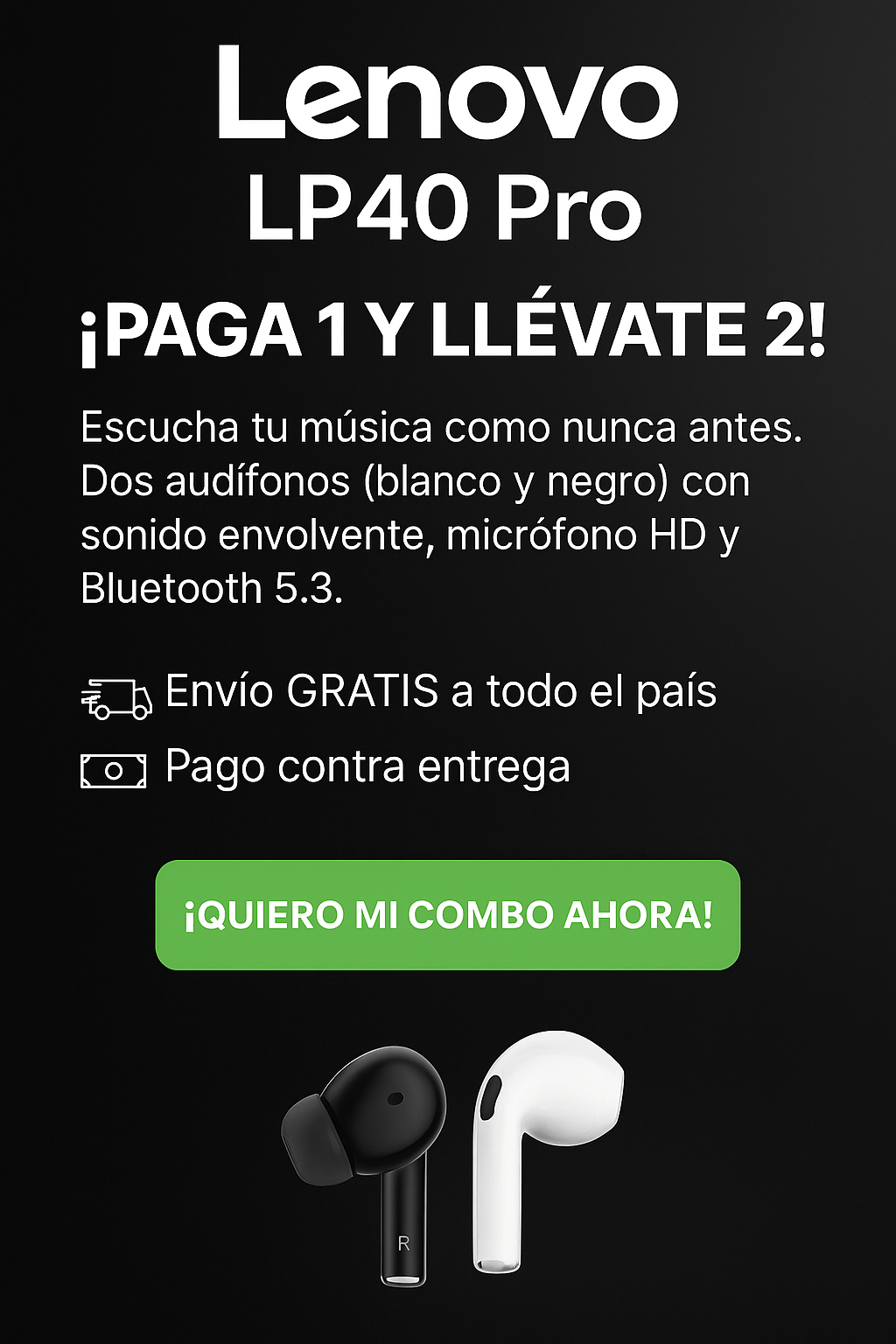 Lenovo LP40 Pro Duo Edition – Combo 2x1 con Tecnología Avanzada y Estilo Compacto