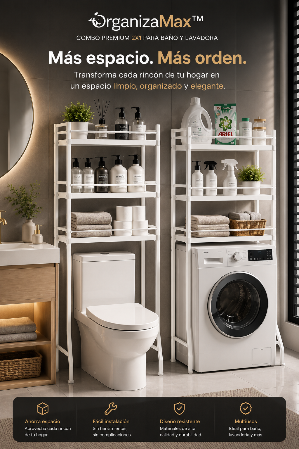 OrganizaMax™ | Combo Premium 2x1 para Baño y Lavadora ✨