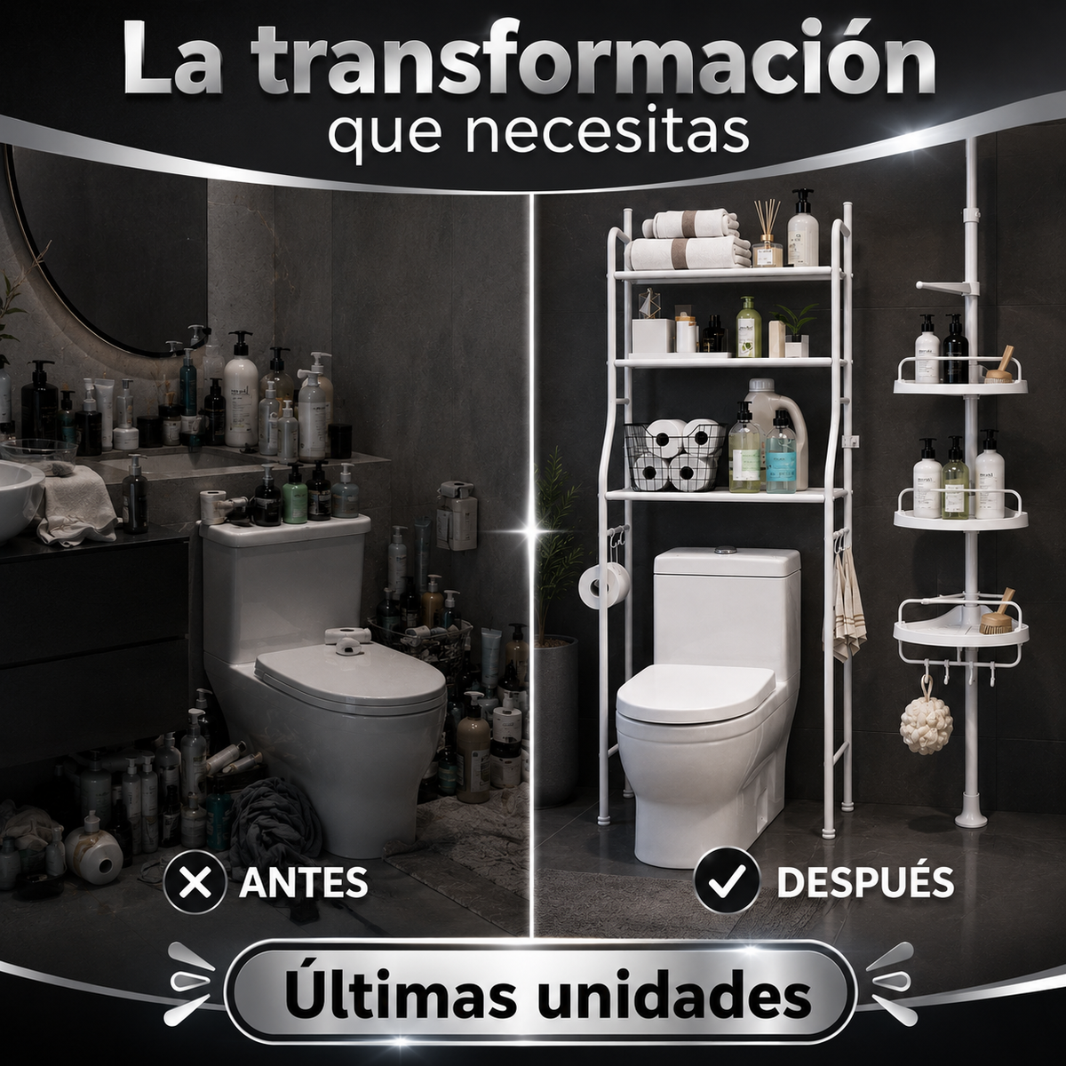 Combo Estante + Esquinero Organizador para Baño