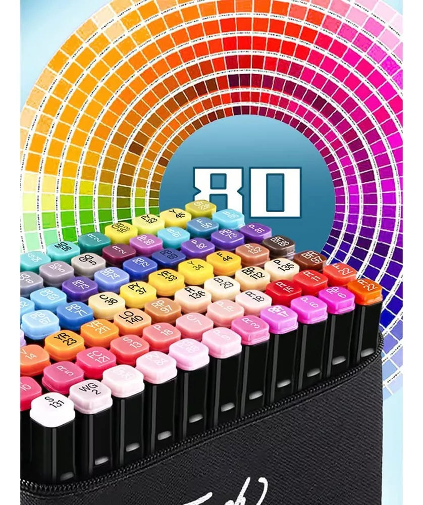 Marcadores  doble punta x  80 pcs