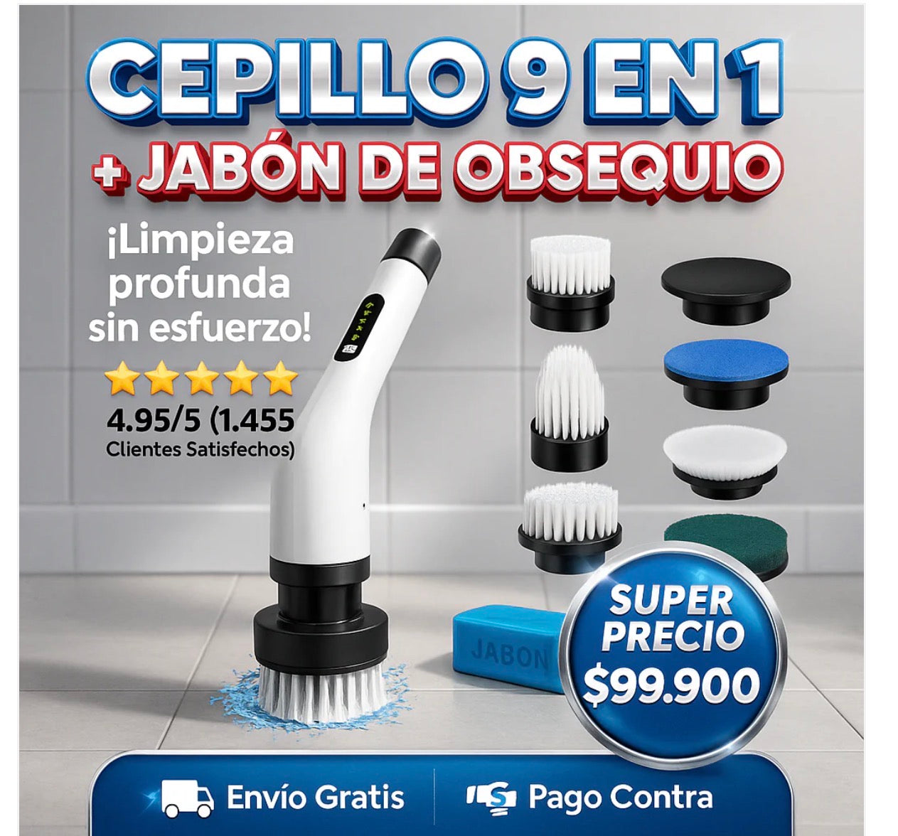 CleanPro™ | Cepillo Eléctrico Inteligente 9 en 1 ✨
