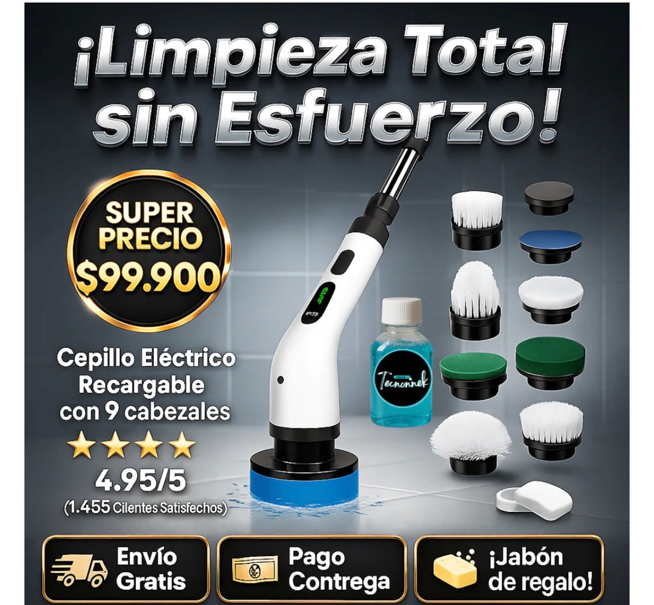 CleanPro™ | Cepillo Eléctrico Inteligente 9 en 1 ✨