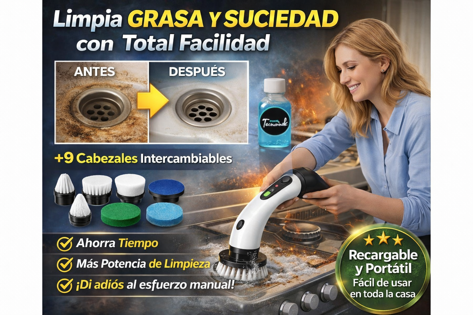 CleanPro™ | Cepillo Eléctrico Inteligente 9 en 1 ✨