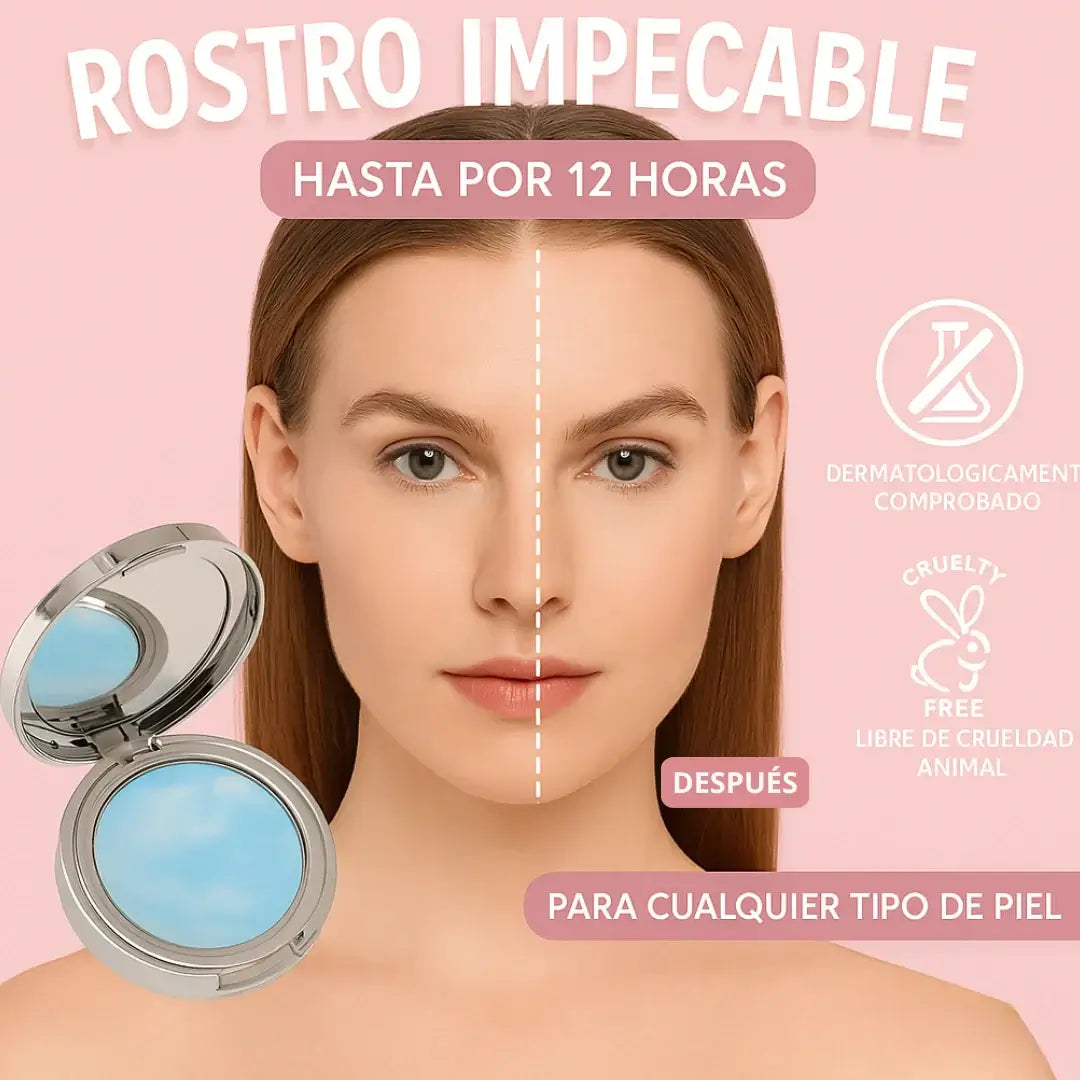 CANDY BELLA POLVO MATIFICANTE para un rostro impecable y acabado mate que dura hasta 12 horas
