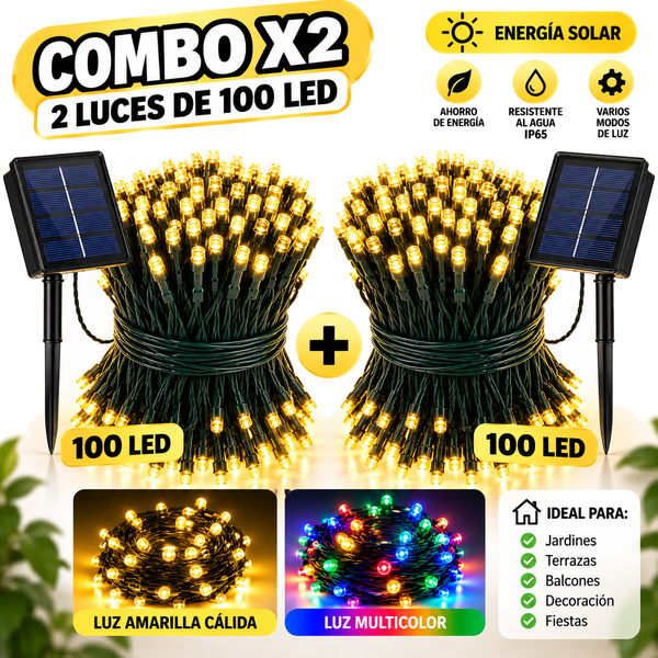 Luces navideñas solares 2x10 metros – Sin gastar luz · Bogotá Express