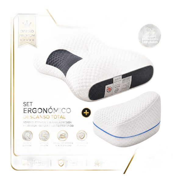 Combo almohada cervical + cojín piernas – Descanso completo · Bogotá Express
