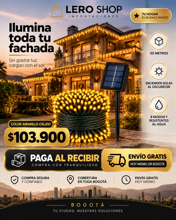 Creativo Bogota - Luces solares 50 metros amarillo calido