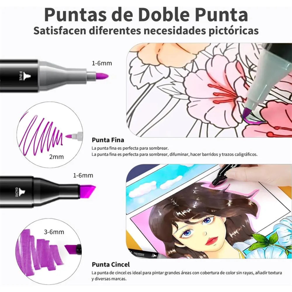 Marcadores  doble punta x  80 pcs
